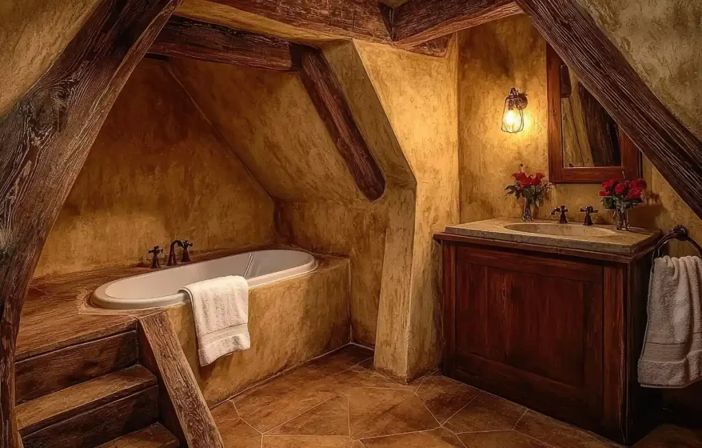 Salle de bain sous comble en bois