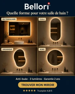 Lire la suite à propos de l’article Miroir de salle de bain LED : lumière, anti-buée et comment bien choisir